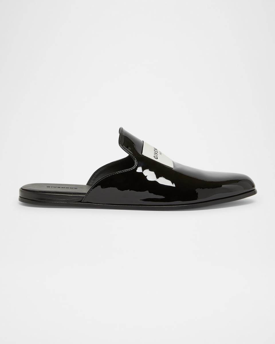 Logo Label Patent Leather Mules